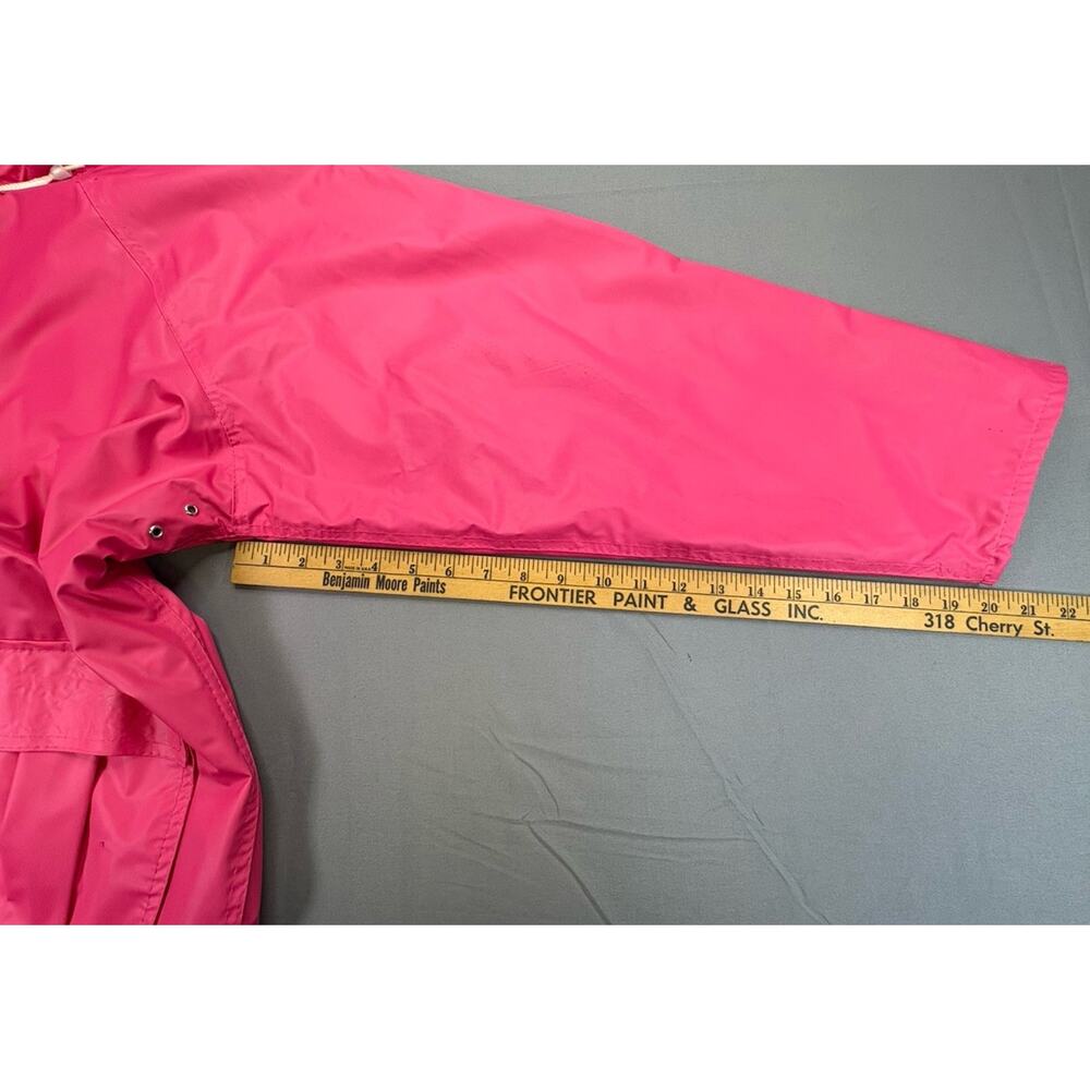 Misty Harbor Lined Rain Jacket Women's Large Pink Mid Length Hooded Coat Slicker - Picture 9 of 11